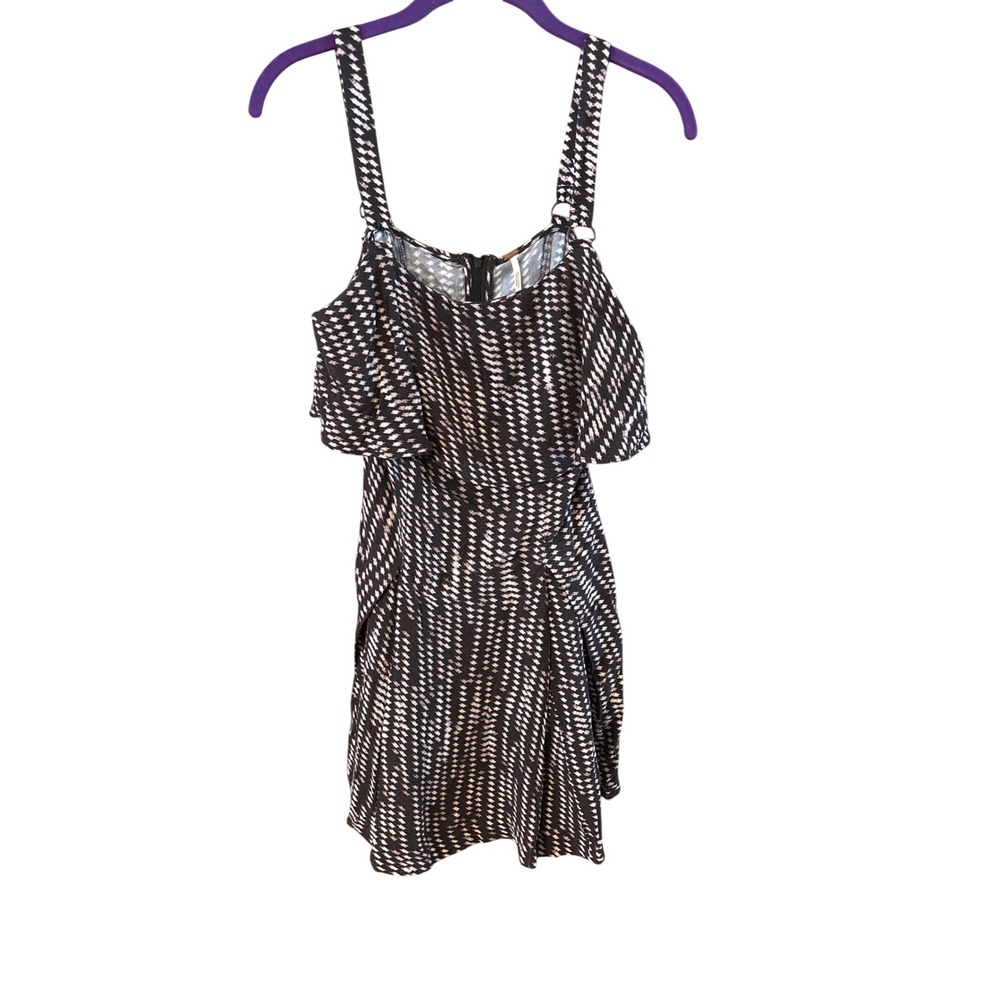 Free People Black White Ikat Ruffle Mini Dress Size 4‎ - Picture 2 of 9